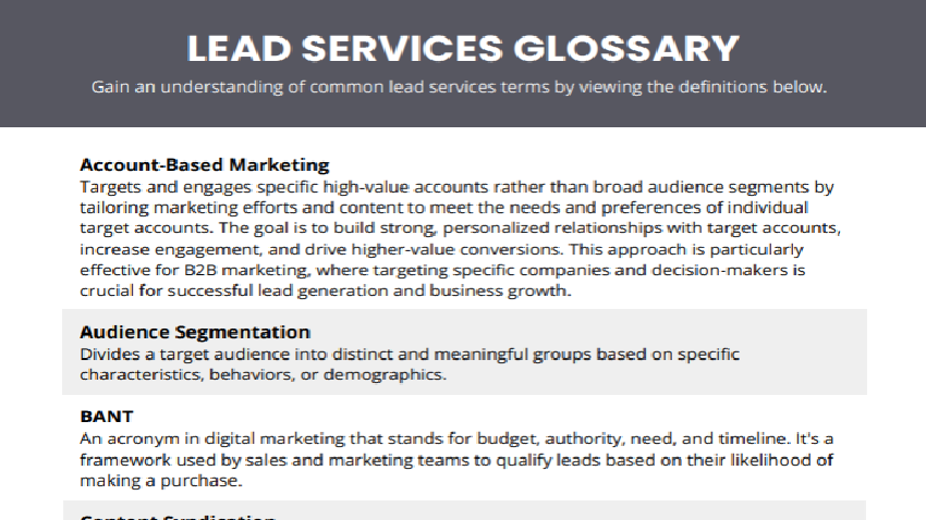 Lead Services Glossary Feature Image